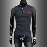 Aowofs Herren Revers Neck Korean Style Solid Color T-Shirt 7653 dunkelgrau