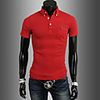 Aowofs Herren Revers Neck Korean Style Solid Color T-Shirt 7653 rot