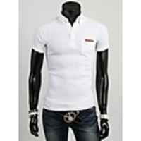 Aowofs Herren Revers Neck Korean Style Solid Color T-Shirt 7653 weiß