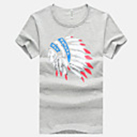 Aowofs Herren Rundhals-Cartoon-Muster Kurzarm-T-Shirt 1402 grau