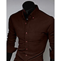 Aowofs Herren Solid Color Mantel Langarm-Shirt 7602 Kaffee