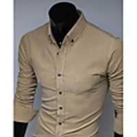 Aowofs Herren Solid Color Mantel Langarm-Shirt 7602 khaki