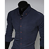 Aowofs Herren Solid Color Mantel Langarm-Shirt 7602 Marineblau