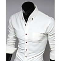 Aowofs Herren Solid Color Mantel Langarm-Shirt 7602 weiß