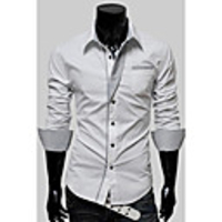 Aowofs Herrenhemd-Kragen-Mantel Solid Color Hemd A20 weiß