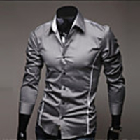 Aowofs Herrenhemd-Kragen-Mantel Solid Color-Shirt 5902 grau