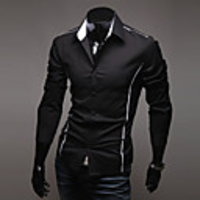 Aowofs Herrenhemd-Kragen-Mantel Solid Color-Shirt 5902 schwarz