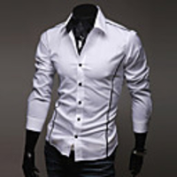 Aowofs Herrenhemd-Kragen-Mantel Solid Color-Shirt 5902 weiß