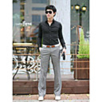 Aowofs Herrenhemd-Kragen-Mantel Solid Color-Shirt 6192 schwarz