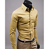Aowofs Herrenhemd-Kragen-Mantel Solid Color-Shirt 6492 khaki
