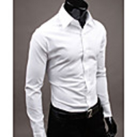 Aowofs Herrenhemd-Kragen-Mantel Solid Color-Shirt 6492 weiß