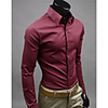 Aowofs Herrenhemd-Kragen-Mantel Solid Color-Shirt 6492 Wein