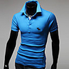 Aowofs HOT Herren Elk gesticktes Ärmel-Fashion Slim-Polo-Shirt (blau)