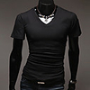 Aowofs HOT New Style Pure Color koreanischen Stil Kurzarm V-Ausschnitt T-Shirt (dunkelgrau)