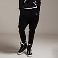 Aowofs Male Harem Pants Low Crotch Kreuz-Hose Jogginghose Jahres Sendungen Schwarz