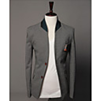 Aowofs Männer Kontrast Farbe Tailor Kragen Anzug Blazer 9032 grau