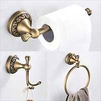 Badaccessoire Handtuchring/Toilettenpapierhalter/Bademantelhaken antikes Messing Bad Einzelstange an der Wand montiert geschnitztes Design Lightinthebox
