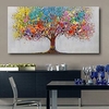 Baum buntes Ölgemälde 100% handgefertigte handgemalte Wandkunst auf Leinwand horizontale abstrakte Landschaft zeitgenössische moderne Heimdekoration Dekor gerollte Leinwand ohne Rahmen ungedehnt Lightinthebox