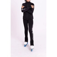 Über die Schlittschuhe reichende Strumpfhosen fürs Eiskunstlaufen Fleecejacke fürs Eiskunstlaufen Hosen für den Eiskunstlauf Damen Mädchen Eislaufen Jacke Leggings Shirt Schwarz Schwarz Wei
