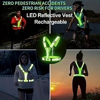 Über USB aufladbare LED-Reflektorweste – gut sichtbare Sicherheitsausrüstung für Karnevalsläufe,  Radfahren,  Wandern und Nachtsport