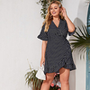 Übergrössen Damen A-Linie Kleid Minikleid Kurzarm Druck Rüsche Frühling Sommer Freizeit Chiffon Lose cm bis Zoll Groß und hoch