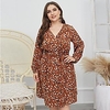 Übergrössen Damen A-Linie Kleid Minikleid Langarm Blumen Druck Sommer Freizeit Chiffon Schlank cm bis Zoll Groß und hoch