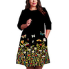 Übergrössen Damen Etuikleid Knielanges Kleid 3/4 Ärmel Blumen Druck Frühling Freizeit 95% Polyester 5% Elasthan überdimensional cm bis Zoll Groß und hoch