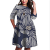 Übergrössen Damen Etuikleid Knielanges Kleid 3/4 Ärmel Blumen Druck Frühling Freizeit Baumwollmischung überdimensional cm bis Zoll Groß und hoch