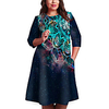 Übergrössen Damen Etuikleid Knielanges Kleid 3/4 Ärmel Druck Druck Frühling Freizeit 95% Polyester 5% Elasthan überdimensional cm bis Zoll Groß und hoch