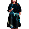 Übergrössen Damen Etuikleid Knielanges Kleid 3/4 Ärmel Druck Druck Frühling Freizeit 95% Polyester 5% Elasthan überdimensional cm bis Zoll Groß und hoch