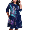 Übergrössen Damen Etuikleid Knielanges Kleid 3/4 Ärmel Druck Druck Frühling Freizeit Baumwollmischung überdimensional cm bis Zoll Groß und hoch