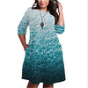 Übergrössen Damen Etuikleid Knielanges Kleid 3/4 Ärmel Druck Druck Frühling Freizeit Baumwollmischung Regular cm bis Zoll Groß und hoch