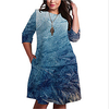 Übergrössen Damen Etuikleid Knielanges Kleid 3/4 Ärmel Farbverläufe Druck Frühling Freizeit Baumwollmischung Regular cm bis Zoll Groß und hoch