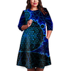 Übergrössen Damen Etuikleid Knielanges Kleid 3/4 Ärmel Geometrisch Druck Frühling Freizeit 95% Polyester 5% Elasthan überdimensional cm bis Zoll Groß und hoch
