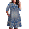 Übergrössen Damen Etuikleid Knielanges Kleid 3/4 Ärmel Geometrisch Druck Frühling Freizeit Baumwollmischung Regular cm bis Zoll Groß und hoch