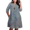 Übergrössen Damen Etuikleid Knielanges Kleid 3/4 Ärmel Geometrisch Druck Frühling Freizeit Baumwollmischung Regular cm bis Zoll Groß und hoch