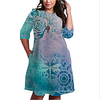 Übergrössen Damen Etuikleid Knielanges Kleid 3/4 Ärmel Geometrisch Druck Frühling Freizeit Baumwollmischung Regular cm bis Zoll Groß und hoch
