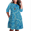 Übergrössen Damen Etuikleid Knielanges Kleid 3/4 Ärmel Geometrisch Druck Frühling Freizeit Baumwollmischung Regular cm bis Zoll Groß und hoch