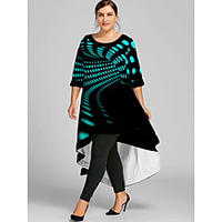 Übergrössen Damen Etuikleid Maxikleid 3/4 Ärmel Einfarbig Druck Frühling Sommer Freizeit Baumwollmischung Lose cm bis Zoll Groß und hoch