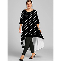 Übergrössen Damen Etuikleid Maxikleid 3/4 Ärmel Punkt Druck Frühling Sommer Freizeit Baumwollmischung Lose cm bis Zoll Groß und hoch