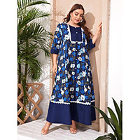 Übergrössen Damen Etuikleid Maxikleid Halbe Ärmel Blumen Spitze Frühling Herbst Freizeit Kaninchen-Pelz Lose cm bis Zoll Groß und hoch