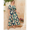 Übergrössen Damen Etuikleid Maxikleid Kurzarm Blumen Druck Frühling Sommer Retro Acryl Lose cm bis Zoll Groß und hoch