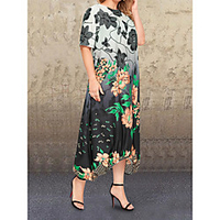 Übergrössen Damen Etuikleid Maxikleid Kurzarm Druck Druck Frühling Freizeit Baumwollmischung Lose cm bis Zoll Groß und hoch