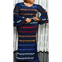 Übergrössen Damen Etuikleid Maxikleid Langarm Druck Pailletten Frühling Herbst Freizeit Baumwollmischung Reguläre Passform cm bis Zoll Groß und hoch