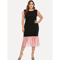 Übergrössen Damen Etuikleid Midikleid Kurzarm Einfarbig Sommer Retro Baumwollmischung Schlank cm bis Zoll Groß und hoch