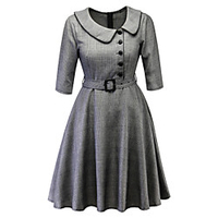Übergrössen Damen Swing Kleid Knielanges Kleid Halbe Ärmel Volltonfarbe Quaste Frühling Sommer Retro Baumwolle Lose cm bis Zoll Groß und hoch