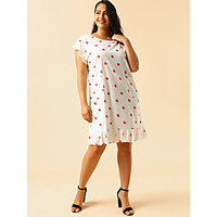 Übergrössen Damen Swing Kleid Knielanges Kleid Kurzarm Druck Druck Frühling Herbst Freizeit Baumwollmischung Lose cm bis Zoll Groß und hoch