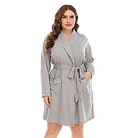 Übergrössen Damen Swing Kleid Knielanges Kleid Langarm Volltonfarbe mit Schnürung Frühling Herbst Freizeit Baumwollmischung Lose cm bis Zoll Groß und hoch