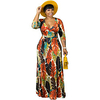 Übergrössen Damen Swing Kleid Maxikleid 3/4 Ärmel Druck Druck Sommer Freizeit Urlaubskleider Kunstseide Schlank cm bis Zoll Groß und hoch