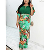 Übergrössen Damen Zweiteiliges Kleid Maxikleid Halbe Ärmel Blumen Druck Frühling Herbst Freizeit Kunstseide Lose cm bis Zoll Groß und hoch